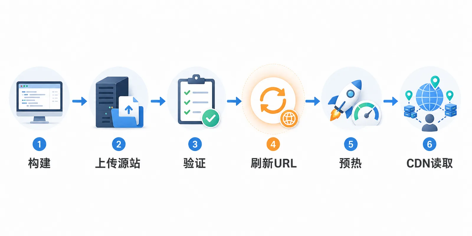 静态博客发布与 CDN 刷新流程图